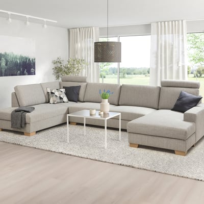 SÖRVALLEN Ecksofa 5-sitzig, mit Récamiere rechts/Viarp beige/braun