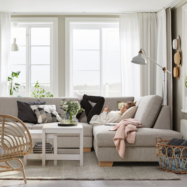SÖRVALLEN Sofa, U-Form/5-sitzig, ohne Abschlüsse/Viarp beige/braun