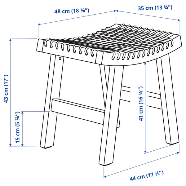 STACKHOLMEN Hocker/außen, hellbraun lasiert, 48x35x43 cm