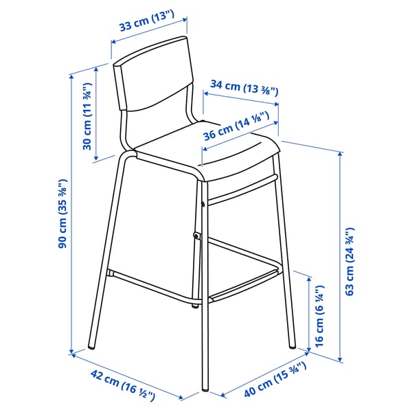 STIG Barhocker, Arbeitsplattenhöhe schwarz/schwarz, 63 cm