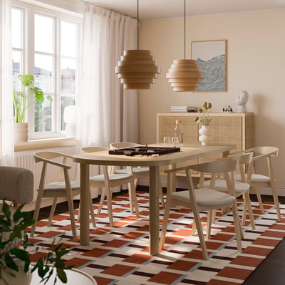 STOCKHOLM Tisch und 6 Stühle, Eichenfurnier/Birkenfurnier Tresund, 230x90 cm