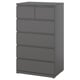 STORKLINTA Kommode mit 6 Schubladen, dunkelgrau, 70x50x120 cm