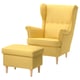 STRANDMON Ohrensessel mit Hocker, Tibbleby gelb