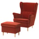 STRANDMON Ohrensessel mit Hocker, Tommaboda braunrot