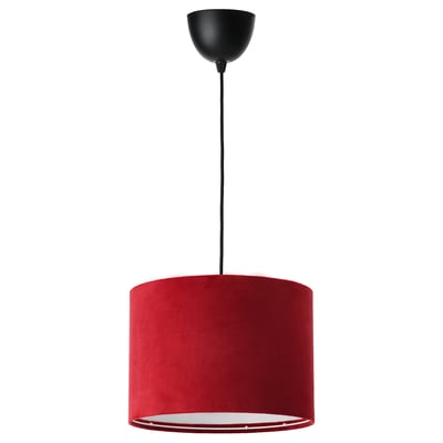 SUNNEBY / MOLNSKIKT Hängeleuchte, schwarz/dunkelrot Samt, 33 cm