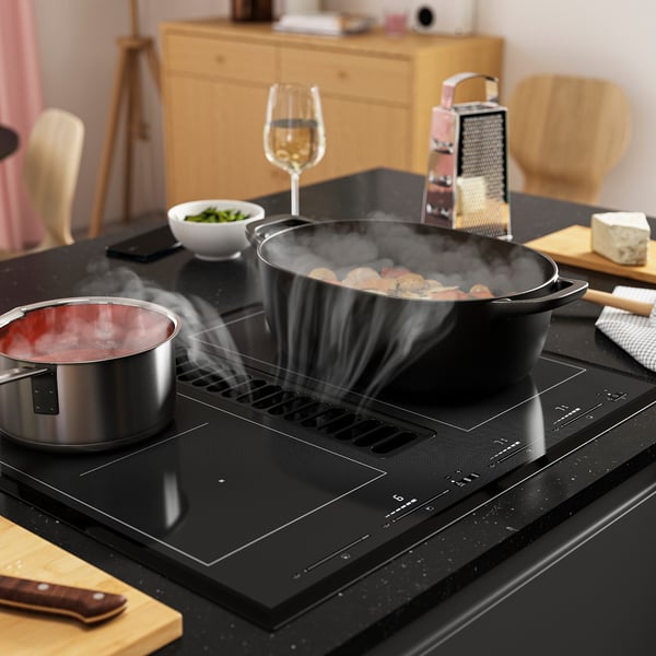 TÄCKNAN Induktionskochf/Dunstabzug+Umluftbe, IKEA 500/schwarz