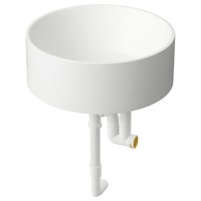 TANDÅN Aufsatzwaschbecken mit Siphon, weiß, 38 cm