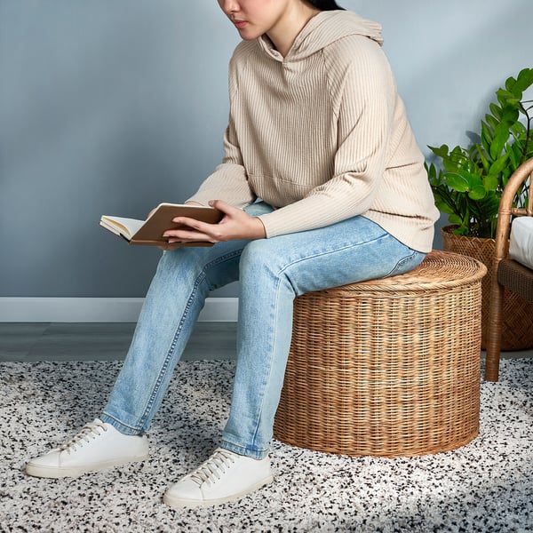 TOLKNING Hocker mit Aufbewahrung, Handarbeit Rattan