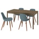 TONSTAD / GRÖNSTA Tisch und 4 Stühle, braun Eichenfurnier/grautürkis, 150x80 cm