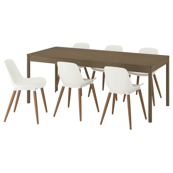 TONSTAD / GRÖNSTA Tisch und 6 Stühle, braun Eichenfurnier/weiß, 200x85 cm