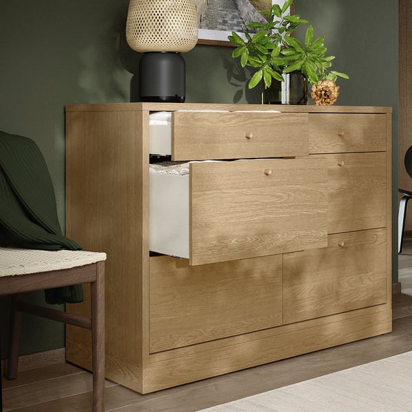 TONSTAD Kommode mit 6 Schubladen, Eichenfurnier, 120x47x90 cm