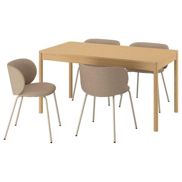 TONSTAD / KRYLBO Tisch und 4 Stühle, Eichenfurnier/Tonerud dunkelbeige, 150x80 cm