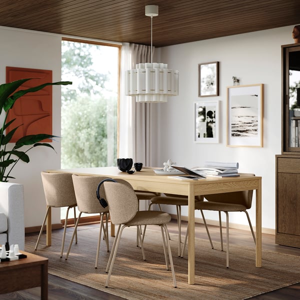 TONSTAD / KRYLBO Tisch und 6 Stühle, Eichenfurnier/Tonerud dunkelbeige, 200x85 cm
