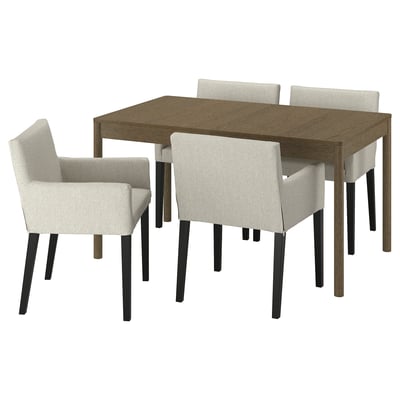 TONSTAD / MÅRENÄS Tisch und 4 Stühle, braun Eichenfurnier/Gunnared beige schwarz, 140/196x85 cm