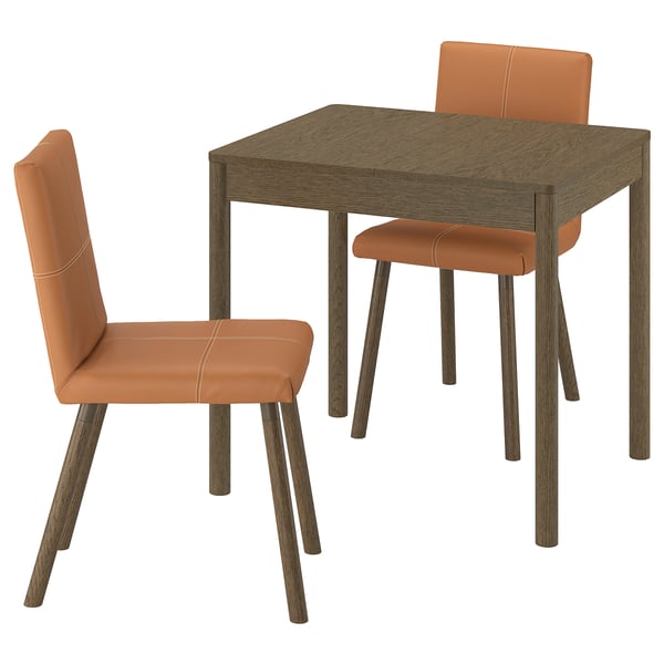 TONSTAD / TONSTAD Tisch und 2 Stühle, braun Eichenfurnier/Bomstad goldbraun braune Eichenachbildung, 80/120x70 cm