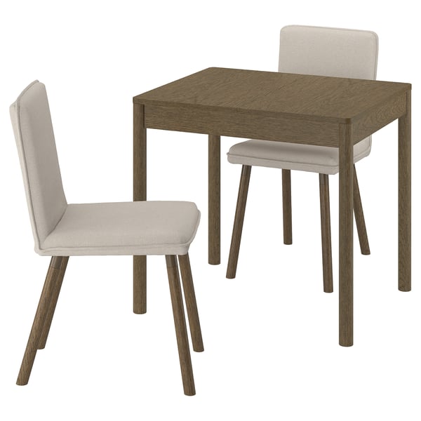 TONSTAD / TONSTAD Tisch und 2 Stühle, braun Eichenfurnier/Fridtuna hellbeige braune Eichenachbildung, 80/120x70 cm