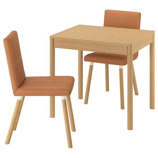 TONSTAD / TONSTAD Tisch und 2 Stühle, Eichenfurnier/Bomstad goldbraun Eichenachbildung, 80/120x70 cm