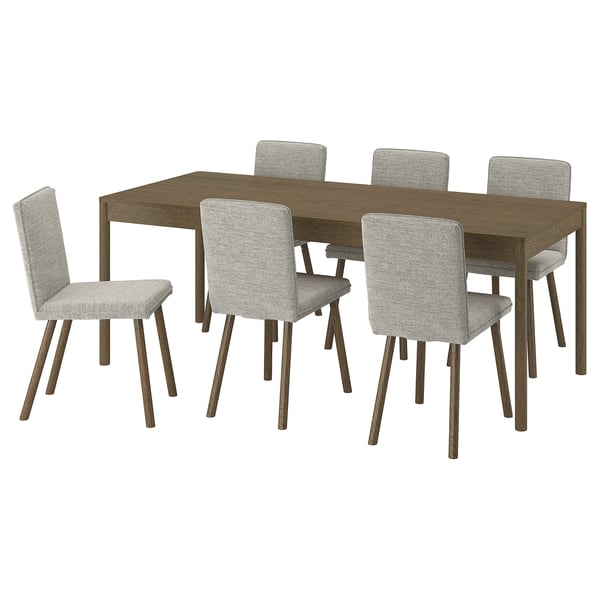 TONSTAD / TONSTAD Tisch und 6 Stühle, braun Eichenfurnier/Viarp beige/braun braune Eichenachbildung, 200x85 cm