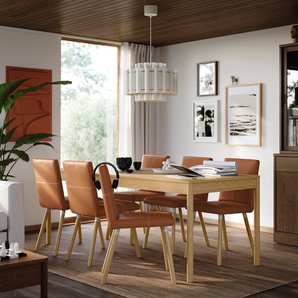 TONSTAD / TONSTAD Tisch und 6 Stühle, Eichenfurnier/Bomstad goldbraun Eichenachbildung, 200x85 cm