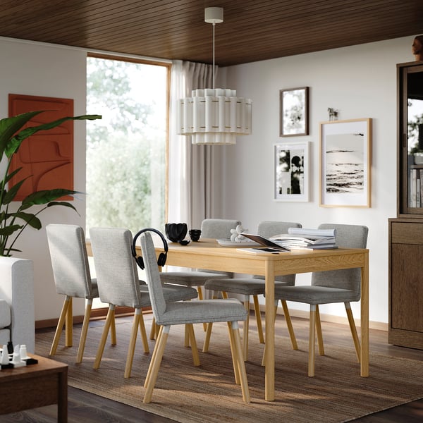 TONSTAD / TONSTAD Tisch und 6 Stühle, Eichenfurnier/Viarp beige/braun Eichenachbildung, 200x85 cm