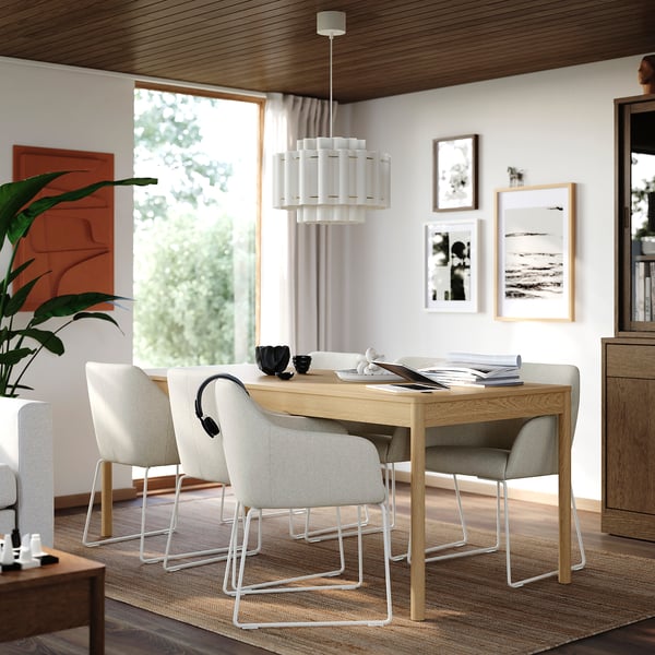 TONSTAD / TOSSBERG Tisch und 6 Stühle, Eichenfurnier/Gunnared beige weiß, 200x85 cm