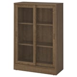 TONSTAD Vitrine mit Schiebetüren, braun gebeiztes Eichenfurnier, 82x37x120 cm