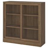 TONSTAD Vitrine mit Schiebetüren, braun gebeiztes Eichenfurnier, 121x37x120 cm