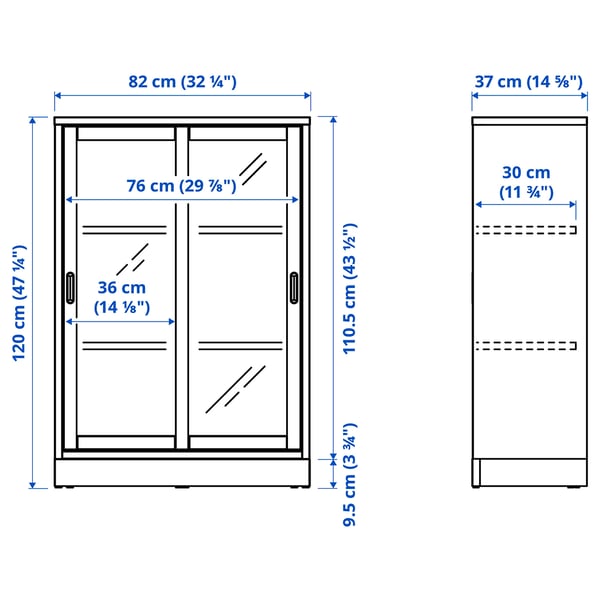 TONSTAD Vitrine mit Schiebetüren, braun gebeiztes Eichenfurnier, 82x37x120 cm