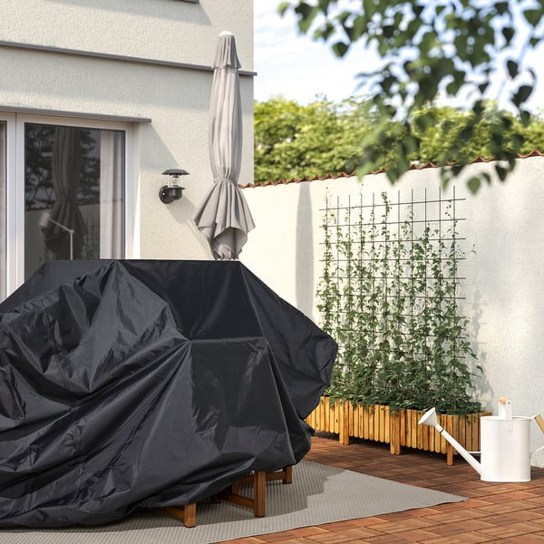 TOSTERÖ Gartenmöbel-Abdeckung, Tisch und Stühle/schwarz, 190x80 cm