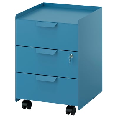 TROTTEN Rollcontainer mit 3 Schubladen, blau