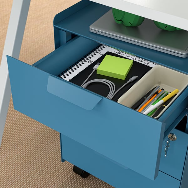 TROTTEN Rollcontainer mit 3 Schubladen, blau