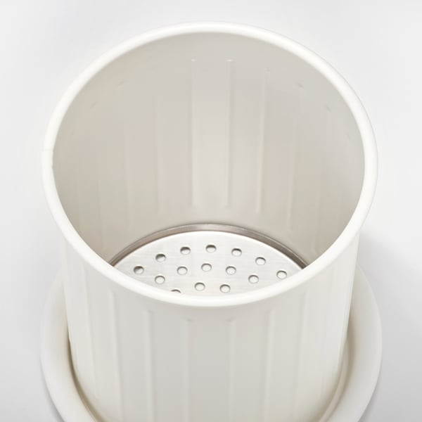 VÄLVÅRDAD Besteckständer, weiß/verzinkt, 13 cm