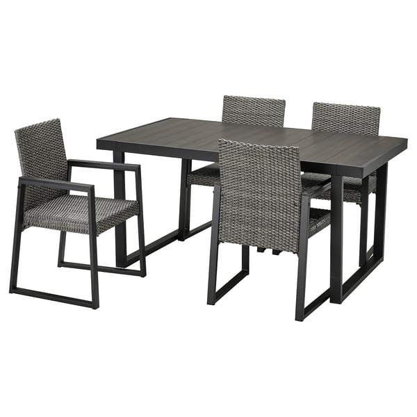 VÄRMANSÖ Tisch+4 Stühle/außen, dunkelgrau/dunkelgrau, 161 cm