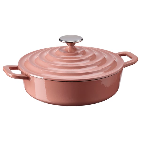 VARDAGEN Topf mit Deckel, emailliertes Gusseisen hellrosa, 2.5 l