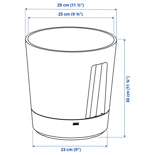 VÅRDTRÄD Selbstbewässerungstopf, drinnen/draußen transparent/anthrazit, 24 cm