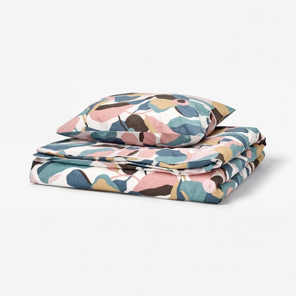 VIDEOXBÄR Bettwäsche-Set, 2-teilig, weiß/bunt, 150x200/50x60 cm
