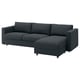 VIMLE 3er-Bettsofa mit Récamiere, Knäbäck anthrazit