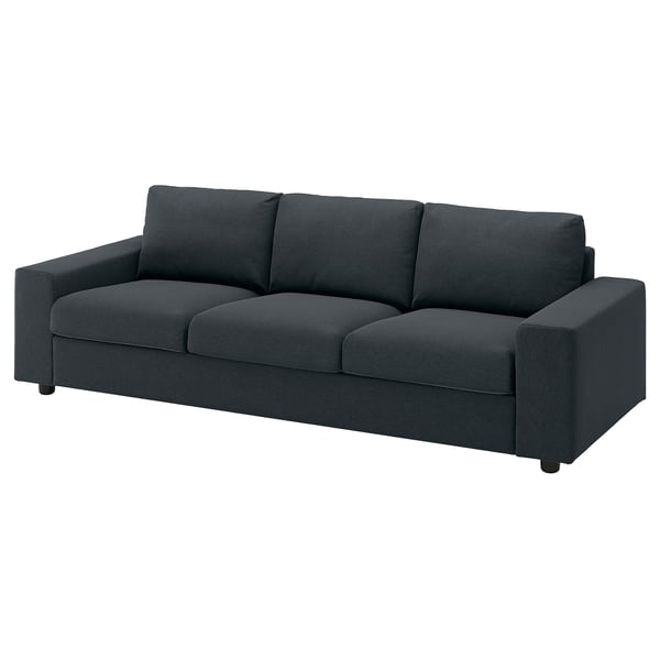 VIMLE 3er-Sofa, mit breiten Armlehnen/Knäbäck anthrazit