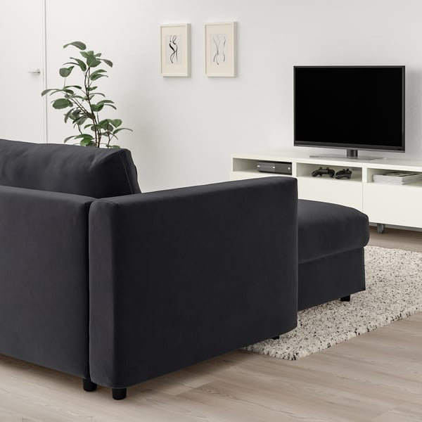 VIMLE 3er-Sofa, mit Récamiere/Djuparp dunkelgrau