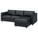 VIMLE 3er-Sofa, mit Récamiere/Grann/Bomstad schwarz