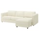 VIMLE 3er-Sofa, mit Récamiere/Johanneshov elfenbeinweiß