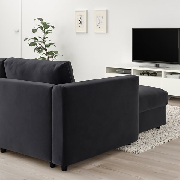 VIMLE 4er-Sofa, mit Récamiere/Djuparp dunkelgrau