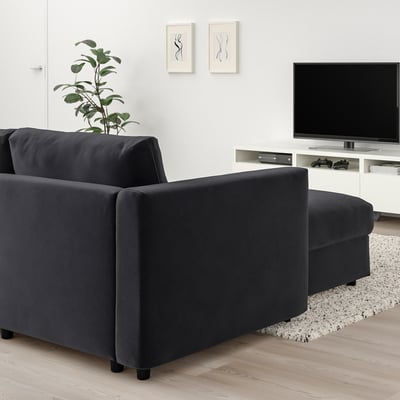 VIMLE 4er-Sofa, mit Récamiere/Djuparp dunkelgrau