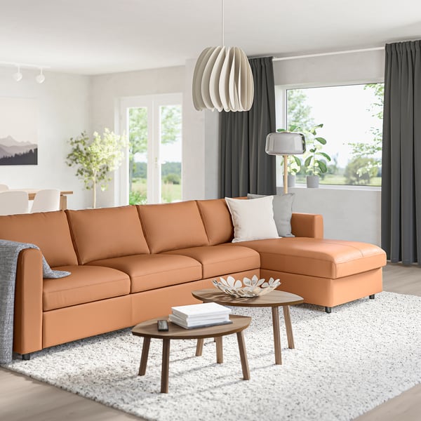 VIMLE 4er-Sofa, mit Récamiere/Grann/Bomstad goldbraun