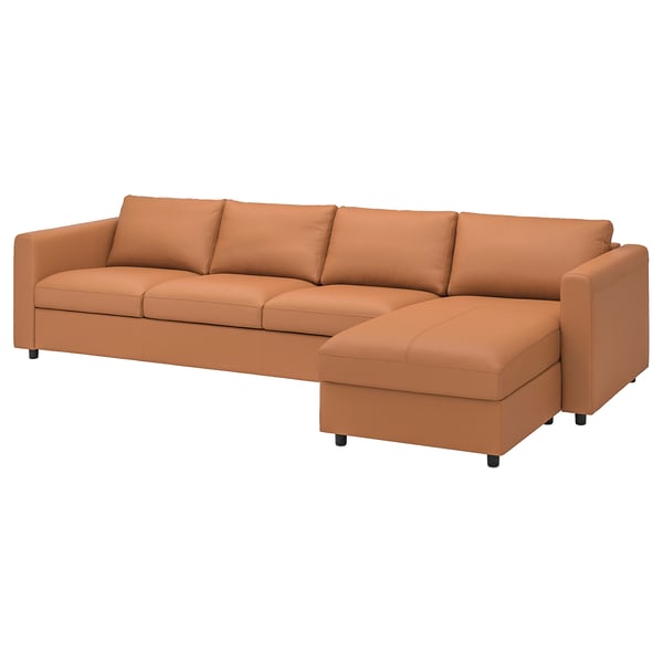 VIMLE 4er-Sofa, mit Récamiere/Grann/Bomstad goldbraun