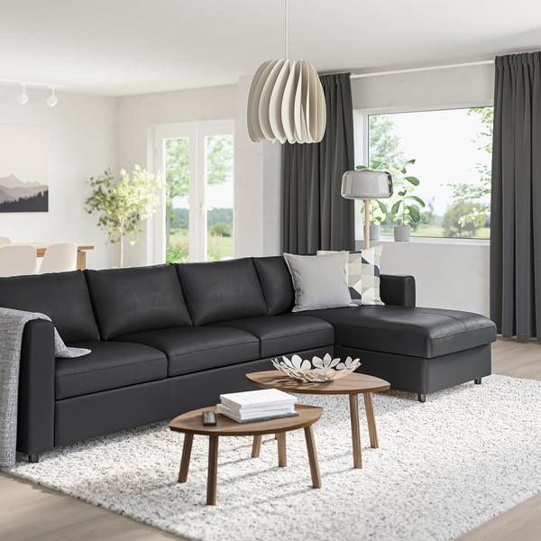 VIMLE 4er-Sofa, mit Récamiere/Grann/Bomstad schwarz