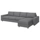 VIMLE 4er-Sofa mit Récamiere, mit breiten Armlehnen/Lejde grau/schwarz