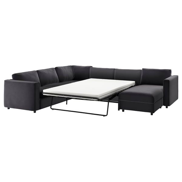 VIMLE 5er-Eckbettsofa, mit Récamiere/Djuparp dunkelgrau