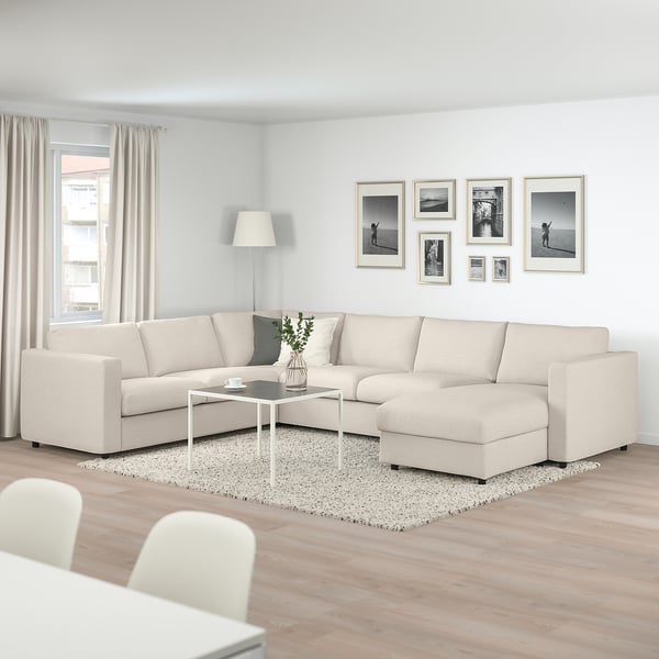 VIMLE 5er-Eckbettsofa mit Récamiere, Gunnared beige