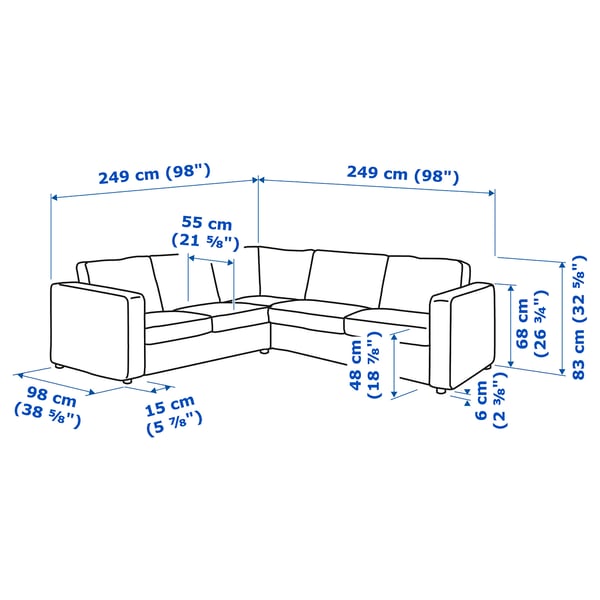 VIMLE Ecksofa 4-sitzig, Hillared anthrazit